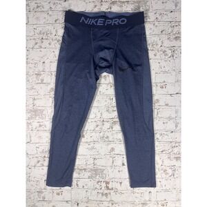 Nike Pro Dri-FIT Boys Compression Tights Navy Blue Heathered Kids Small S